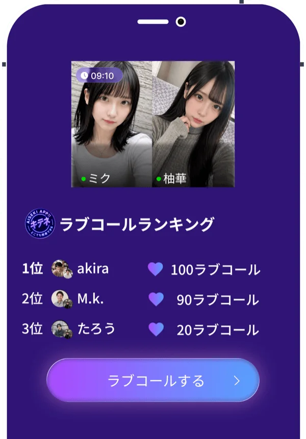 ラブコールランキング画面
